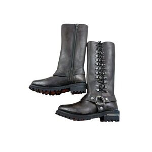 Milwaukee Leather MBL9368 Women's Harness Riding Boots Brown Leather Size 6.5